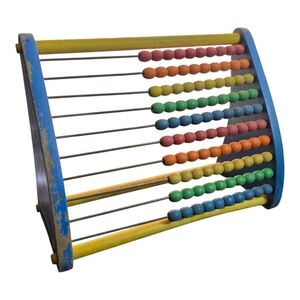 Vintage Playskool Toy Abacus Colored Wooden Beads Metal Rods Learning Math